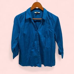 Dana Buchman aqua blouse 3/4 sleeve with stretch soft
